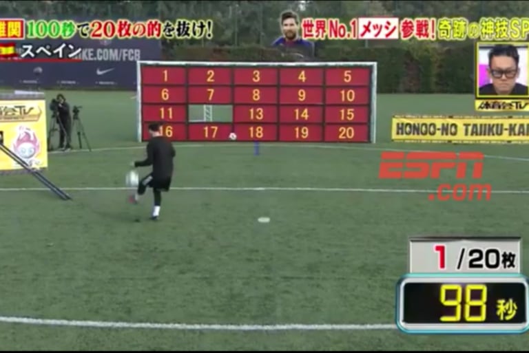 La Tv Japonesa Volvio A Poner A Prueba A Lionel Messi Goles En Distintos Sectores Del Arco En Menos De 100 Segundos La Nacion