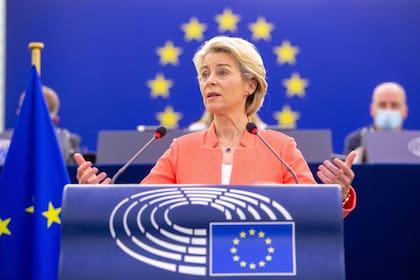 15-09-2021 La presidenta de la Comisión Europea, Ursula von der Leyen, durante el debate sobre el estado de la UE en el Parlamento Europeo en Bruselas. POLITICA COMISIÓN EUROPEA