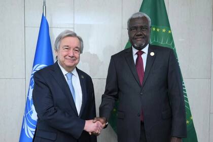 18/02/2023 El secretario general de la ONU, Antonio Guterres, y el presidente de la Comisión de la Unión Africana, Mousa Faki Mahamat POLITICA NACIONES UNIDAS