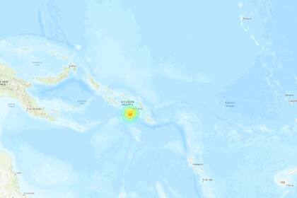 22/11/2022 Epicentro del terremoto de magnitud 7 que ha sacudido las islas Salomón.  Un terremoto de magnitud 7 en la escala de Ritcher ha sacudido este martes por la mañana el sur de las islas Salomón, al este de la isla de Papúa Nueva Guinea, según ha informado el Servicio Geológico de Estados Unidos (USGS).  POLITICA USGS