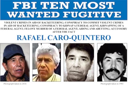 Caro Quintero en diferentes fotos del FBI