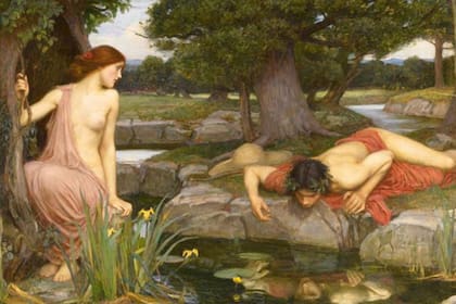 El mito de Eco y Narciso representado en la pintura de John William Waterhouse.
