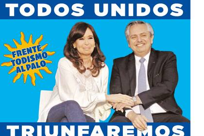 El afiche de Alberto y Cristina Kirchner que firmó el Presidente.