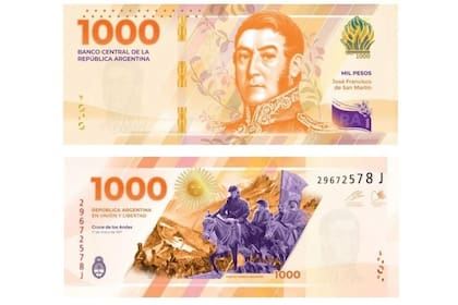 El nuevo diseño para el billete de $1000 con imágenes de Don José de San Martín
