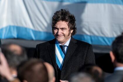 El presidente de Argentina, Javier Milei, en un acto por el Día de la Bandera en Rosario, Argentina