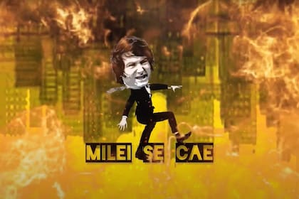 Imagen del videolyric del tema "Milei se cae", de Las Manos de Filippi