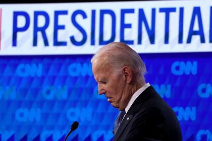 El presidente demócrata Joe Biden durante el debate del jueves con Donald Trump