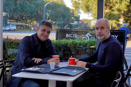 Jorge Macri y Horacio Rodríguez Larreta, durante la cumbre en Palermo para firmar la paz