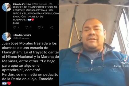 Juan José Morales es chofer y compartió un emotivo video (Captura Twitter)