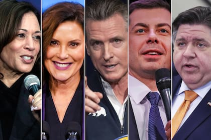 Kamala Harris , Gretchen Whitmer, Gavin Newsom, JB Pritzker y Pete Buttigieg, los posibles candidatos que podrían reemplazar a Biden en caso que dimita.