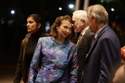 La canciller Diana Mondino llega a la cena de la Fundación Libertad, en abril pasado