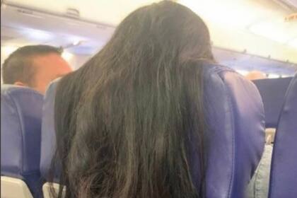 La imagen de una mujer, que dejó caer su pelo sobre el asiento trasero de un avión, se viralizó e indignó a los usuarios.