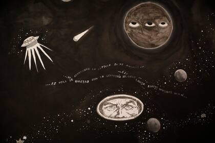 Universo espacio planeta noche cielo estrellas foto Mural para