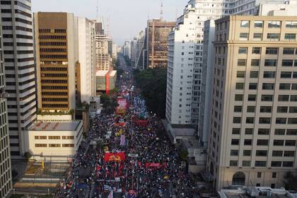 Marchas en la Avenida Paulista, en San Pablo, en rechazo a la gestión de Bolsonaro de la pandemia