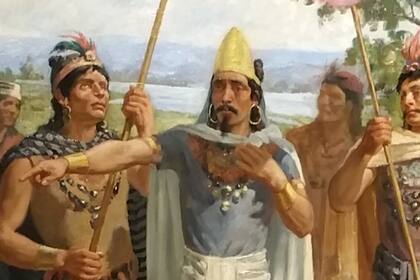 Moctezuma II retratado por el artista Daniel del Valle en una pintura exhibida en el Museo Nacional de Arte de México