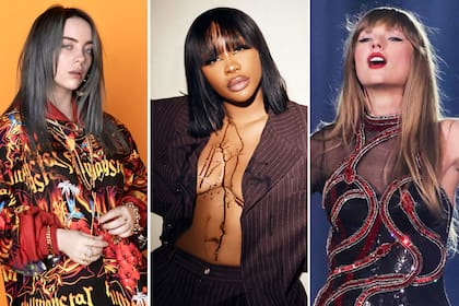 SZA (en el centro), la más nominada, junto con Billie Eilish y Taylor Swift, también grandes candidatas de la edición 2024 de los premios Grammy