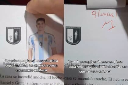 Un docente utilizó a los jugadores de la selección argentina para corregir los exámenes de sus alumnos. Foto/ TikTok: 
@mauriciogutvay