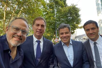 Diego Valenzuela, Diego Santilli, Facundo Manes y Maximiliano Abad llegando a la apertura de sesiones de la provincia de Buenos Aires